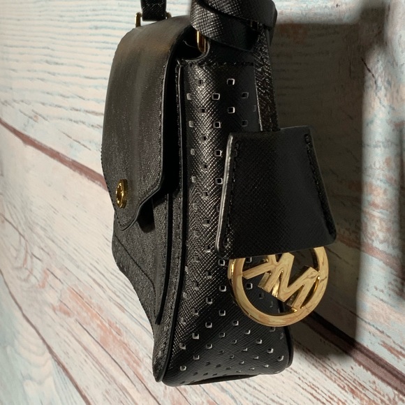 Michael Kors Black perforated crossbody bag NWOT - Picture 2 of 8